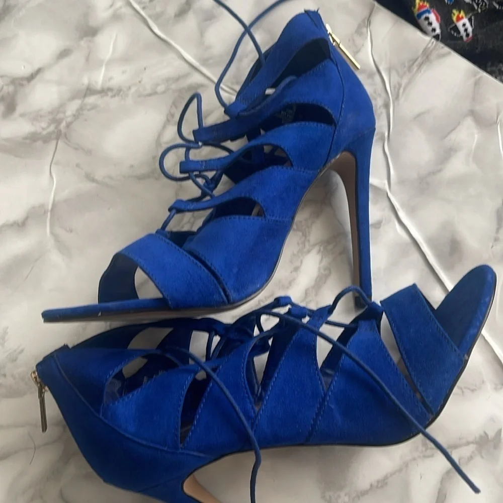 Madden Girl Women's Raceyyy Ghillie Dress Heels Blue Size 7 M - Picture 11 of 12